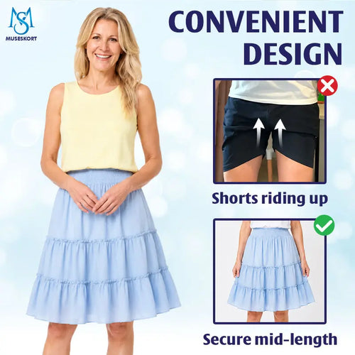MuseSkort – Hochtaillierter Stufen-Rüschen-Skort mit versteckten Taschen