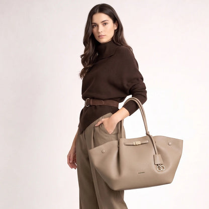 NEWBELLA Marella M Collapsible PU Leather Tote Bag with Magnetic Closure and Luggage Sleeve for Work and Travel #sohoch