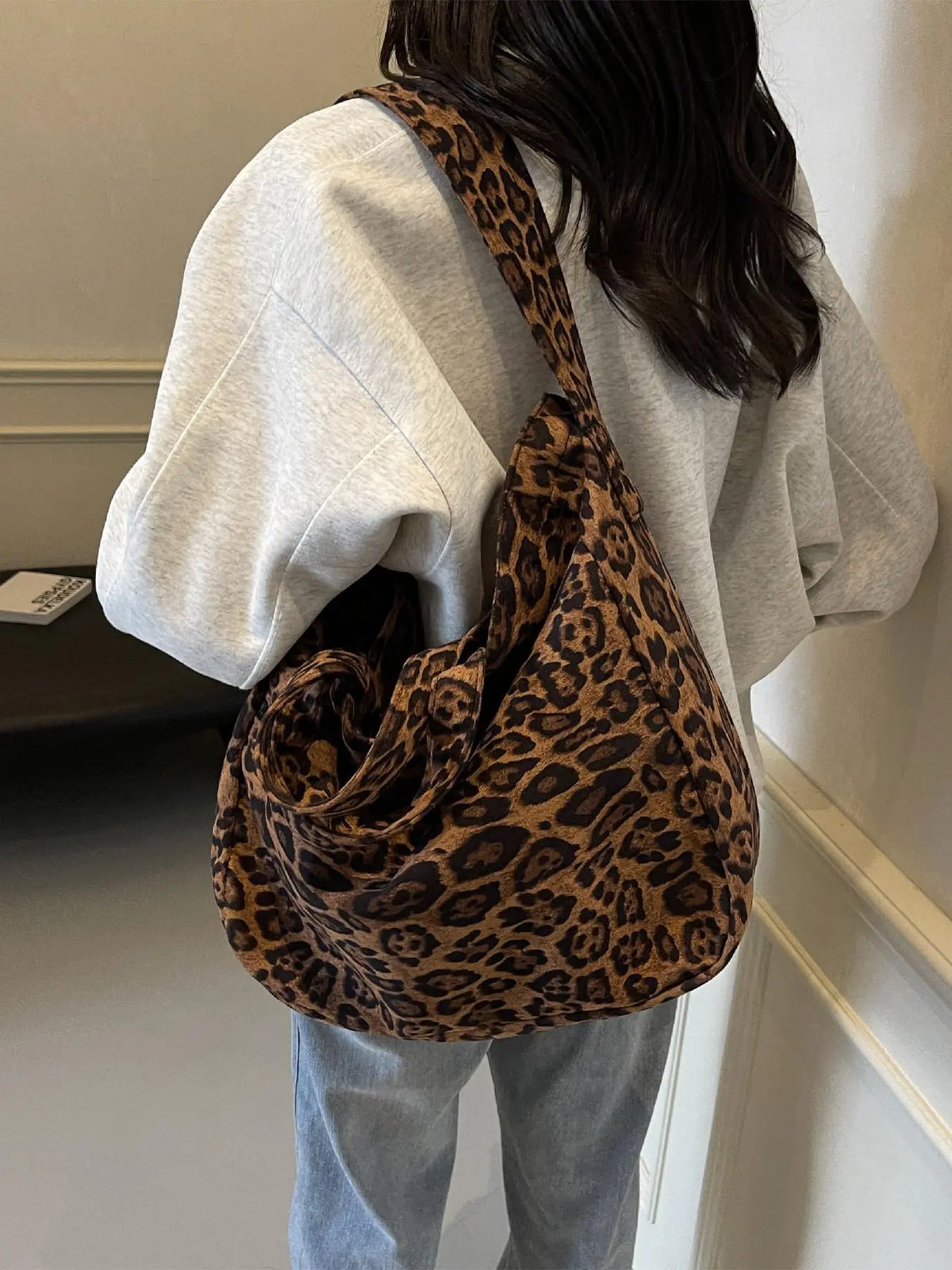 Women's Large-Capacity Leopard Corduroy Tote Bag