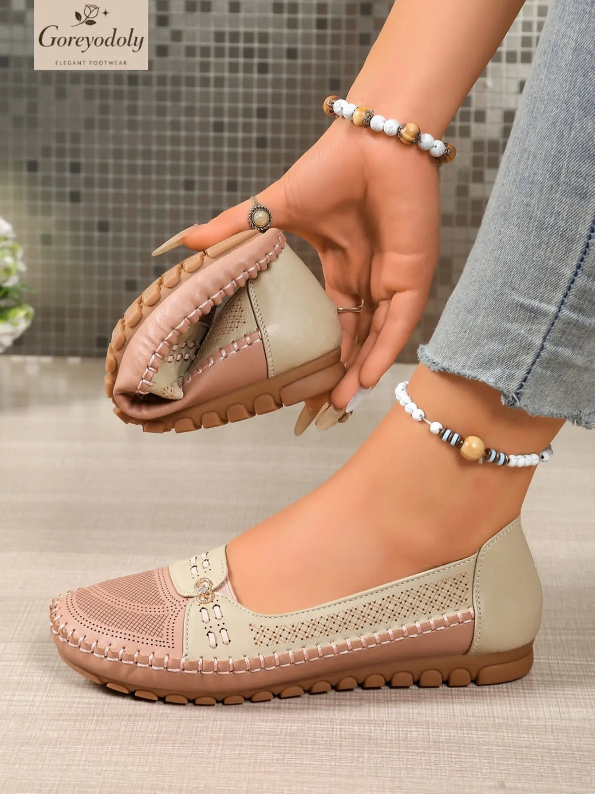 Goreyodoly elegante, lässige Slipper für Damen mit Kettenverzierung
