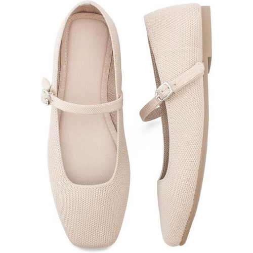 Knit Mary Jane Flats – Square Toe Comfort Shoes for Women