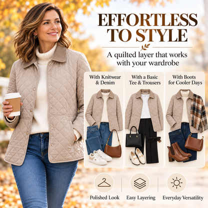 Women's Winter Quilted Jackets Long Sleeve Button Down Diamond Puffer Jacket Outerwear Coats with Pockets