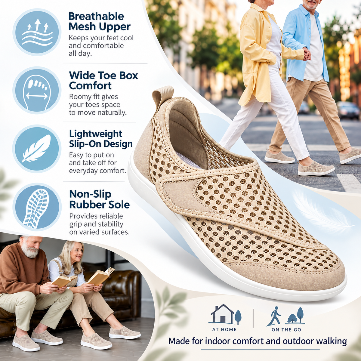 2026 ComfortStep™ Extra Wide Toe Adjustable Walking Shoes – Lightweight, Breathable & Non-Slip