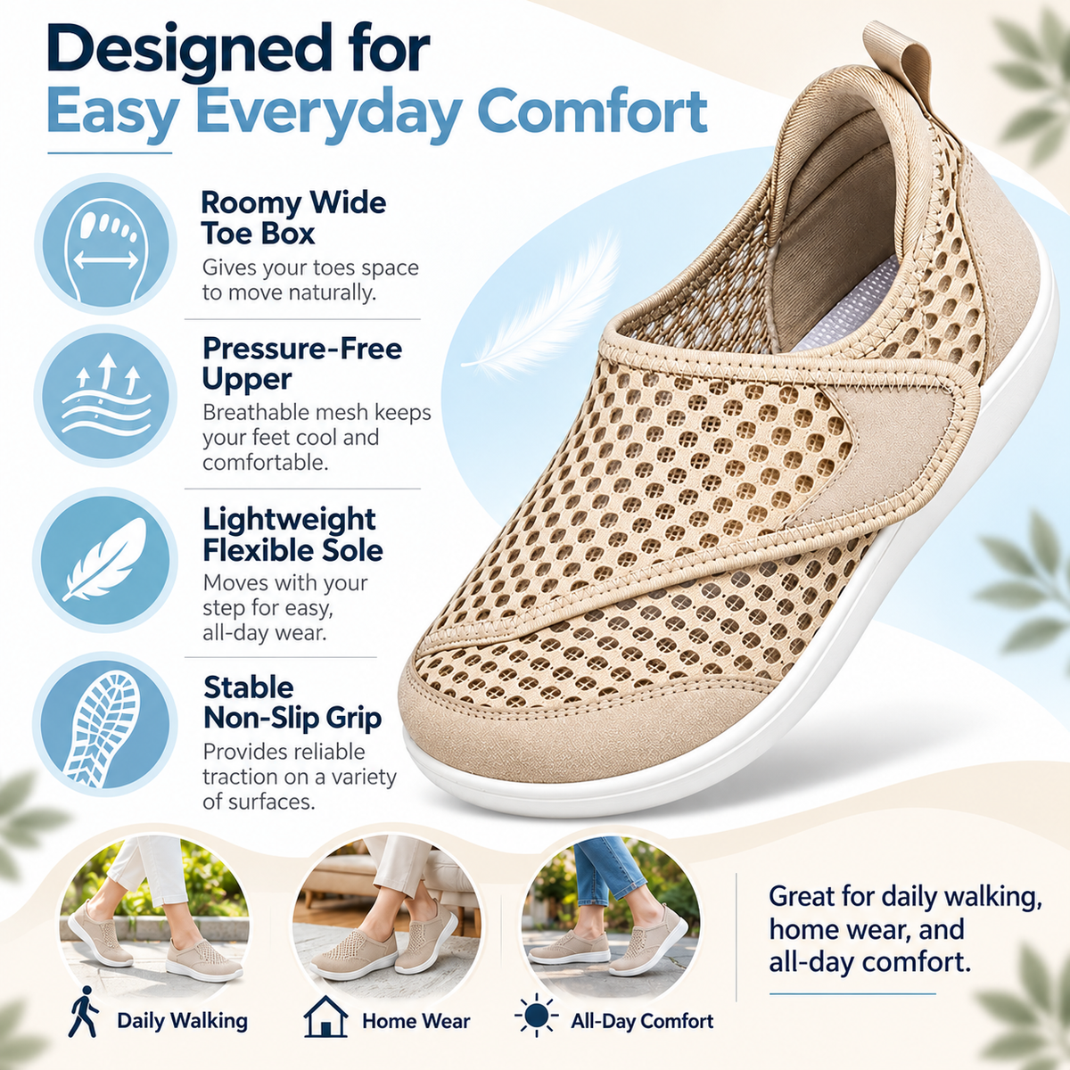 2026 ComfortStep™ Extra Wide Toe Adjustable Walking Shoes – Lightweight, Breathable & Non-Slip