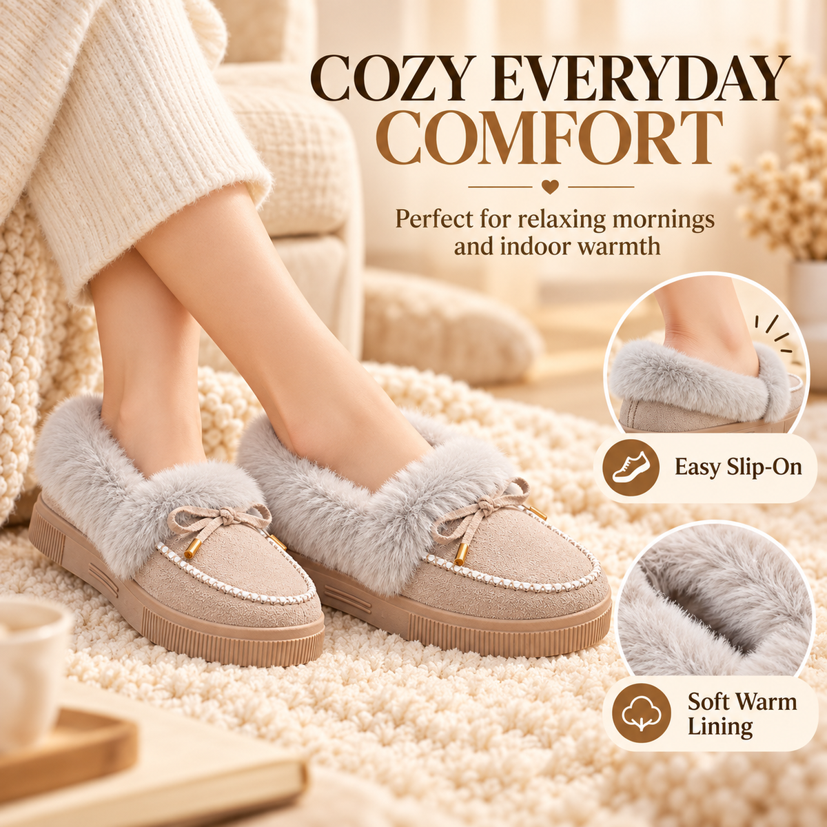 2026 Women's Cozy Winter Ankle Boots – Warm Furry Bow Style