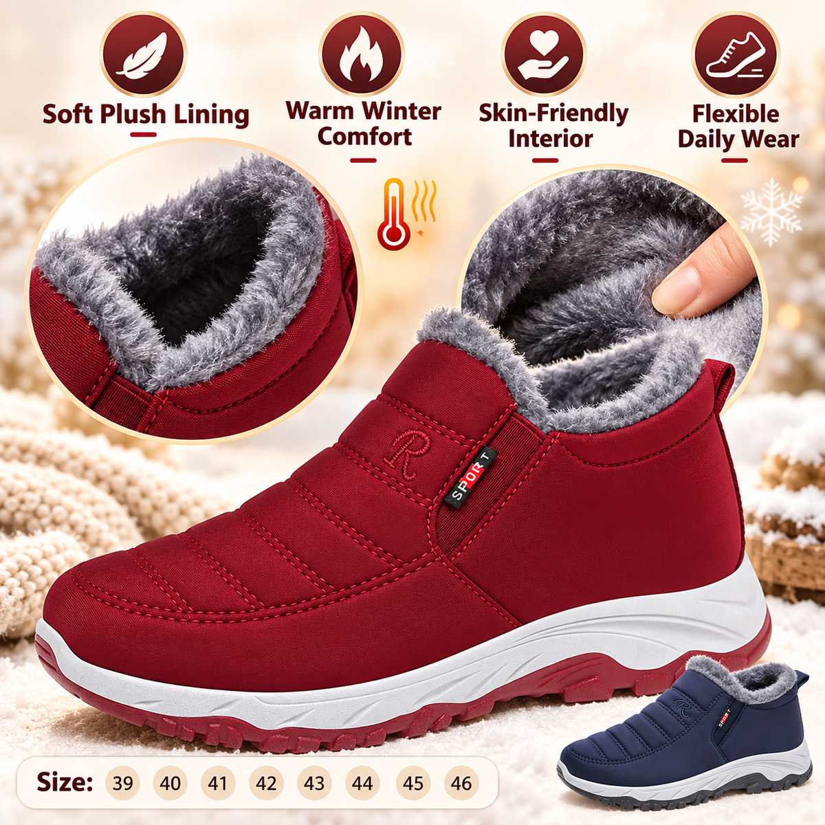 Women’s Comfort Winter Boots – Warm Fleece-Lined Everyday Walking Shoes