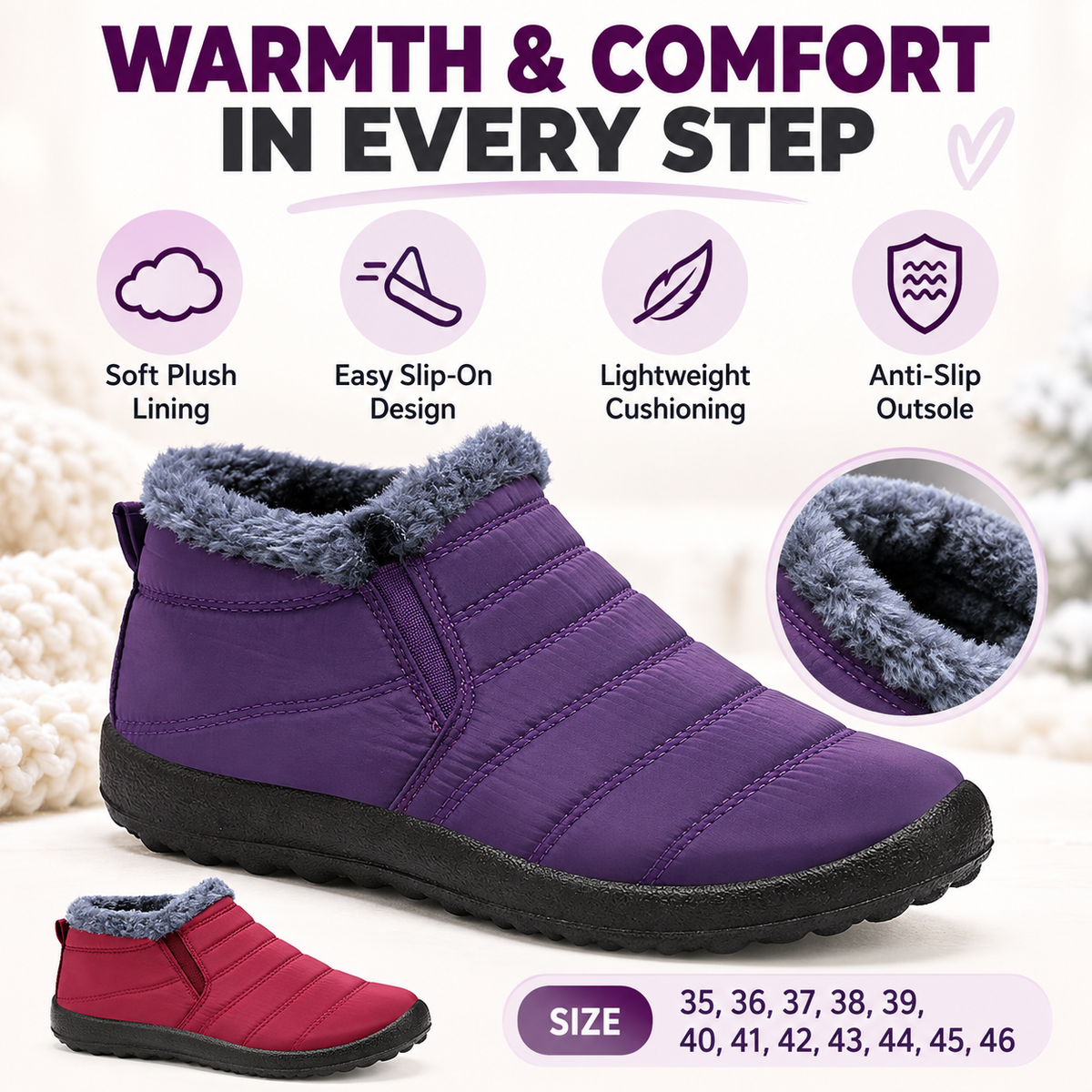 2026 Lightweight Snow Boots – Cozy Fleece-Lined Everyday Footwear