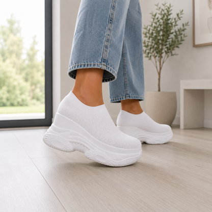 Damen-Strick-Plateau-Slipper