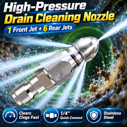 🚿 50% OFF High-Pressure Drain Cleaning Nozzle – 1 Front Jet + 6 Rear Jets 🔥