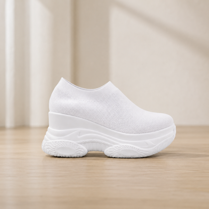 Damen-Strick-Plateau-Slipper