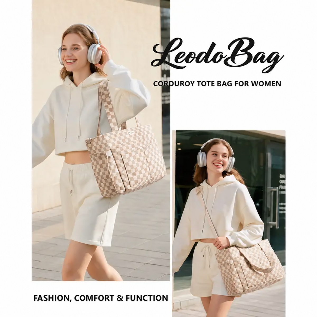 LeodoBag Women's Corduroy Laptop Work Tote