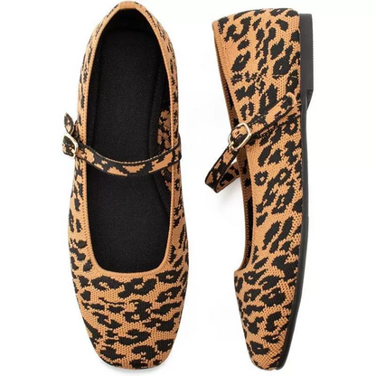 Knit Mary Jane Flats – Square Toe Comfort Shoes for Women