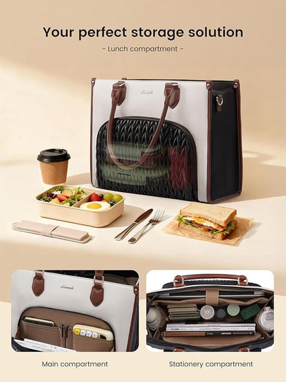 Lunch Compartment Laptop Tote Bag 15.6" 17.3"
