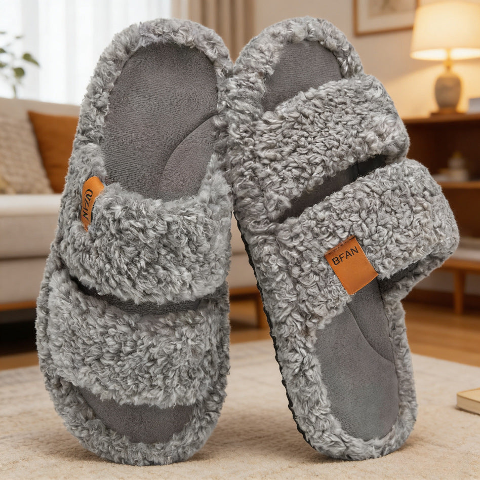 Unisex Cozy Plush Double-Strap House Slippers