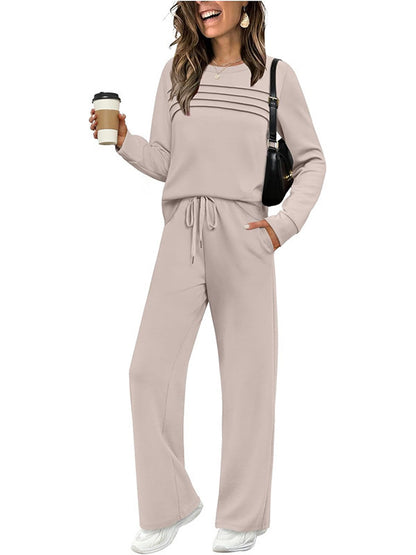 🔥LAST DAY SALE 60% OFF👍✨Women's Crew Neck Top & Drawstring Pants Set