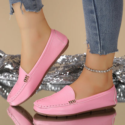 Women – Comfortable Slip-On Flats with Gold Buckle Detail