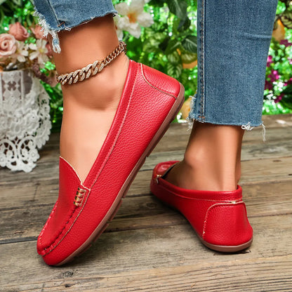 Women – Comfortable Slip-On Flats with Gold Buckle Detail