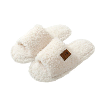 Unisex Teddy Fleece Open-Toe House Slides