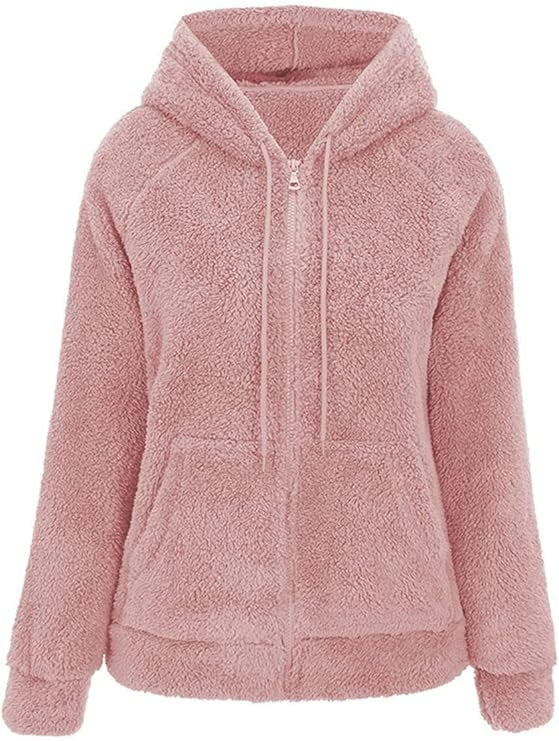 2026 Autumn and Winter Cross-Border Women's Hooded Zipper Teddy Fleece Sweatshirt Thickened Warm Plush Cardigan Jacket