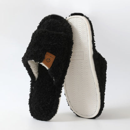 Unisex Teddy Fleece Open-Toe House Slides