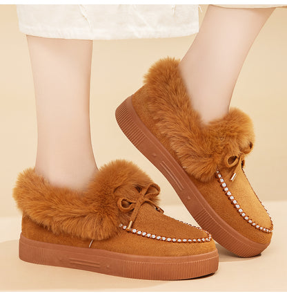 2026 Women's Cozy Winter Ankle Boots – Warm Furry Bow Style