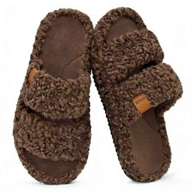 Unisex Cozy Plush Double-Strap House Slippers