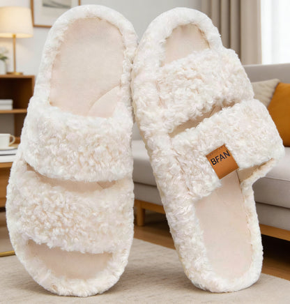 Unisex Cozy Plush Double-Strap House Slippers