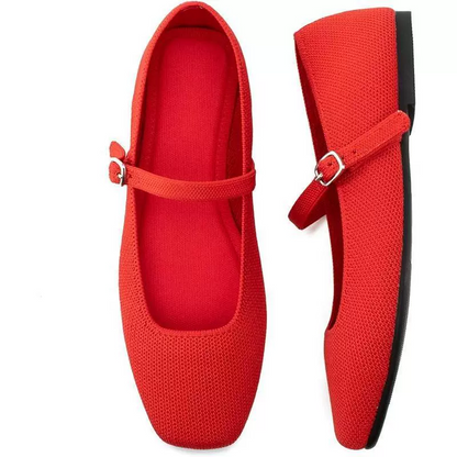 Knit Mary Jane Flats – Square Toe Comfort Shoes for Women