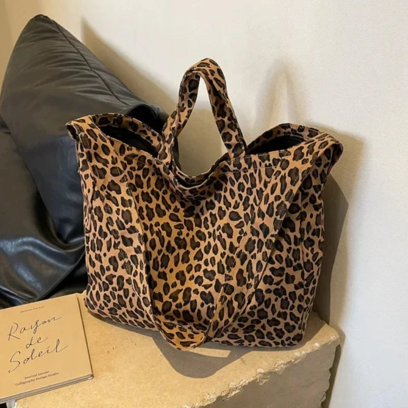 Women's Leopard Print Oversized Crossbody Bag