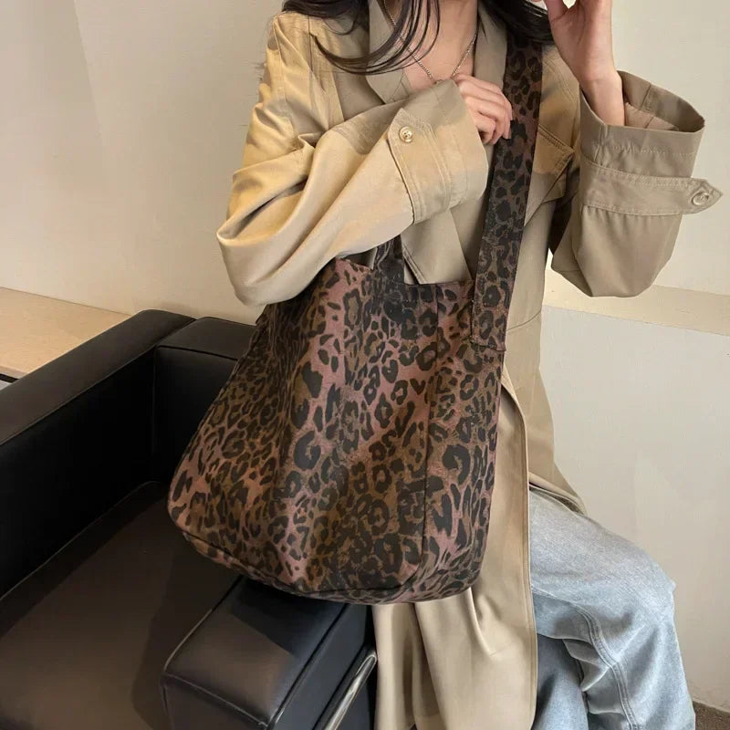 Women's Leopard Print Oversized Crossbody Bag