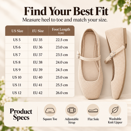 Knit Mary Jane Flats – Square Toe Comfort Shoes for Women