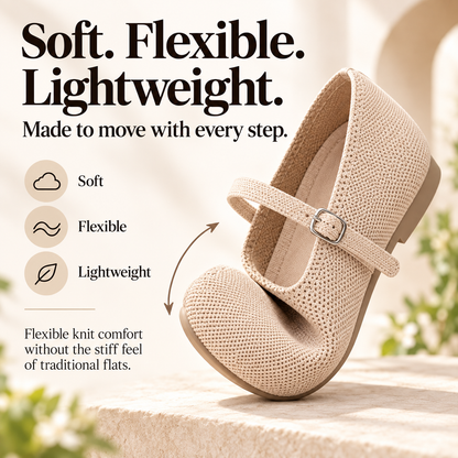 Knit Mary Jane Flats – Square Toe Comfort Shoes for Women