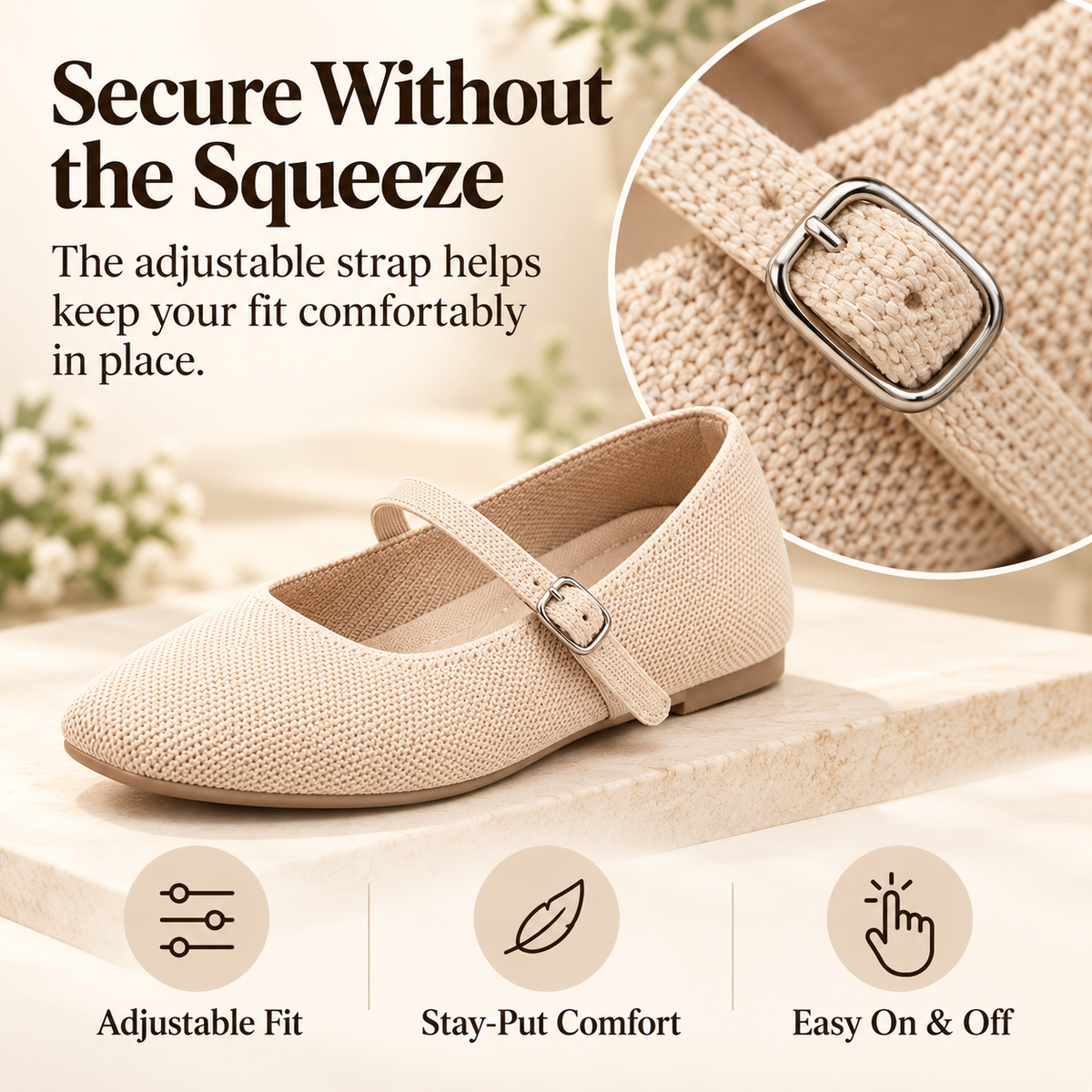 Knit Mary Jane Flats – Square Toe Comfort Shoes for Women