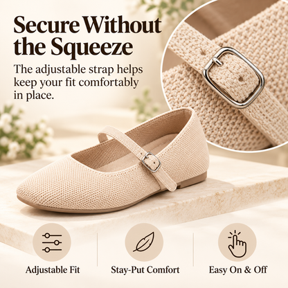 Knit Mary Jane Flats – Square Toe Comfort Shoes for Women