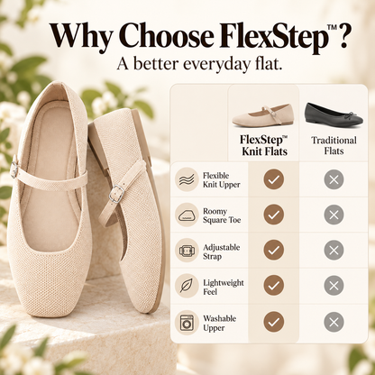 Knit Mary Jane Flats – Square Toe Comfort Shoes for Women