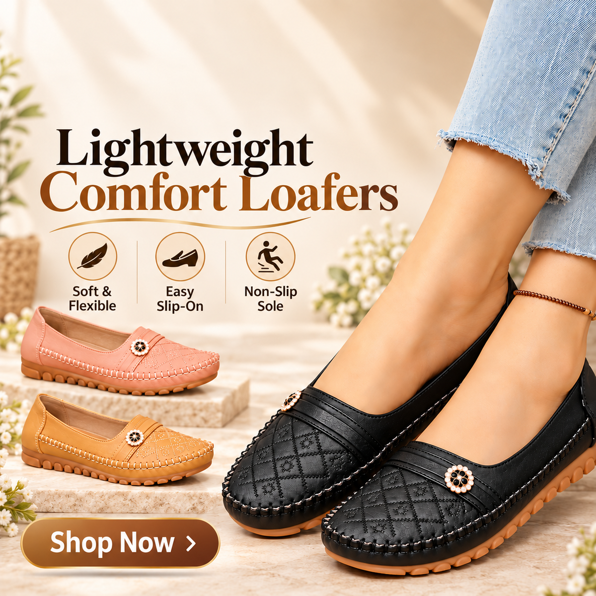 Women’s Quilted Slip-On Loafers | Lightweight Comfort Flats
