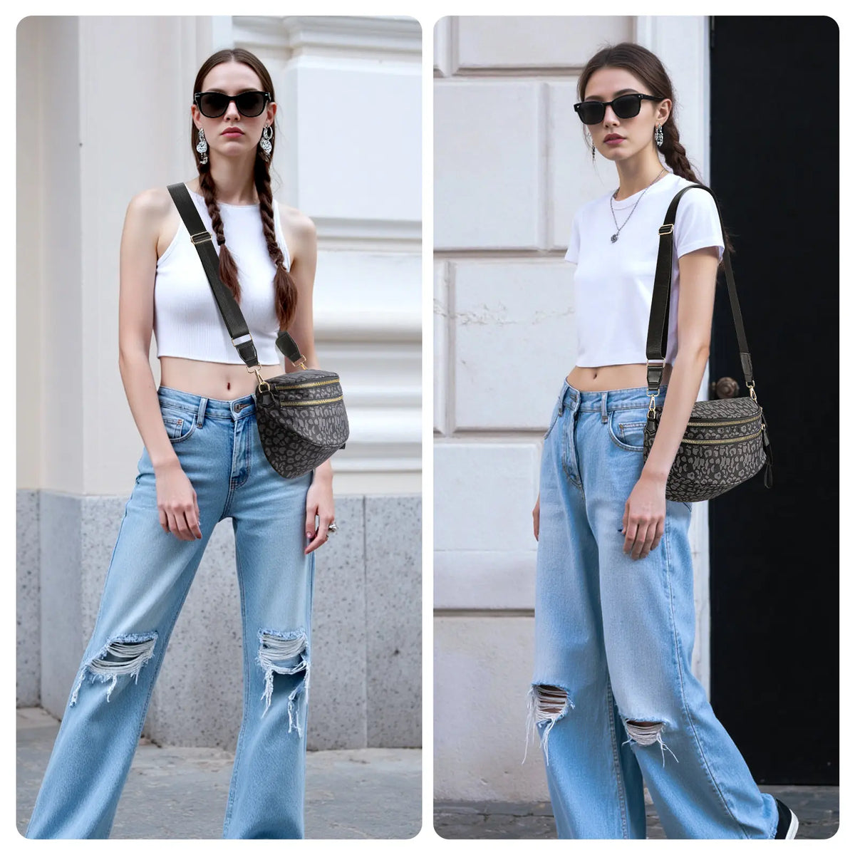 MEXS Bum Bag for Women 11L Crossbody Bags Fanny Packs Sling Belt Purse Waist Chest Shoulder Bag