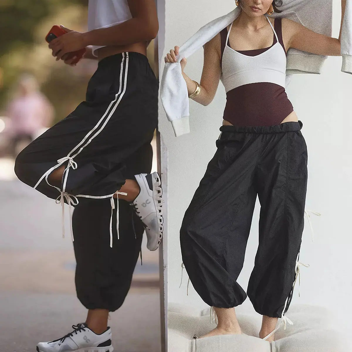 Yeokou Women Pants Elastic High Waist Full Twist Hiking Cargo Pants Basic Trousers Bottom  Womenswear Chic Summer