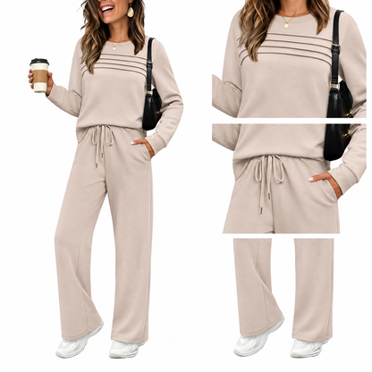 🔥LAST DAY SALE 60% OFF👍✨Women's Crew Neck Top & Drawstring Pants Set