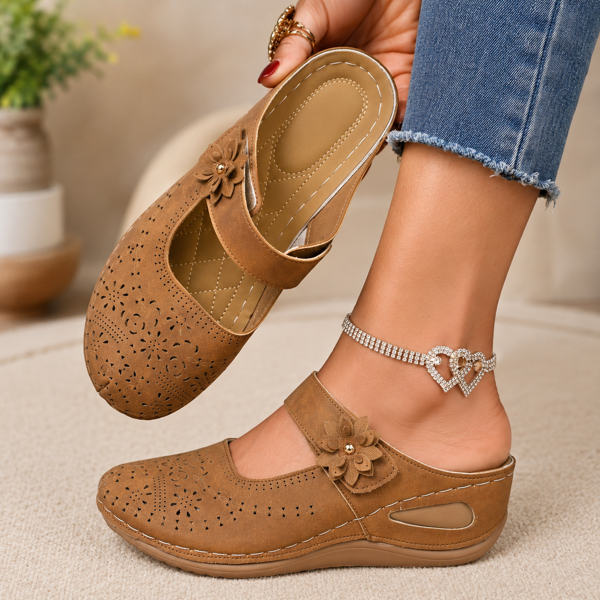 Orthopedic Wide-Toe Wedge Sandals – Lightweight & Non-Slip