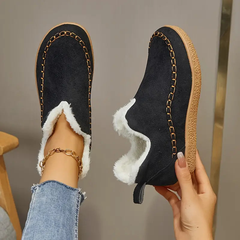 Women's Cozy Fleece-Lined Slip-On Ankle Boots
