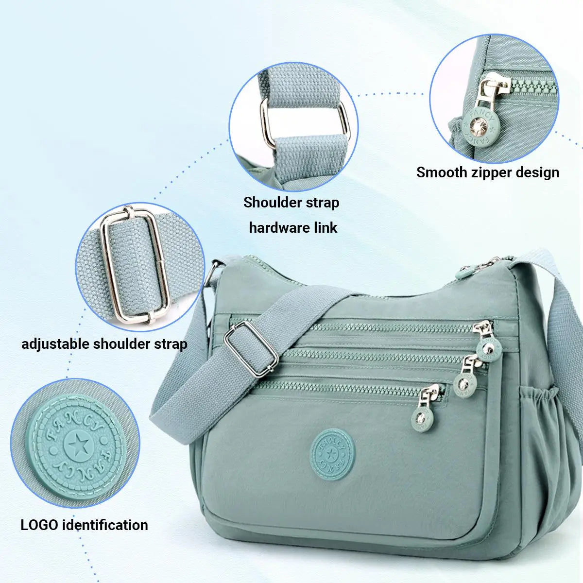 Women's Nylon Anti-Theft Crossbody & Shoulder Bag - Casual Messenger, Multi-Pocket Hands-Free Everyday Wallet, Ideal Gifts for Women (Mother's Day, Valentine's Day), Casual Messenger Bags