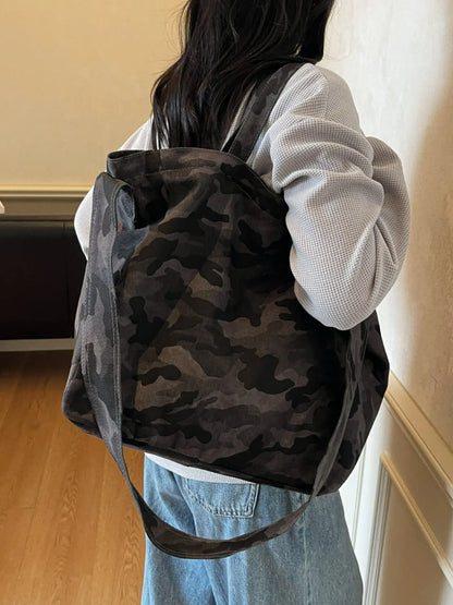 Women's Large-Capacity Leopard Corduroy Tote Bag