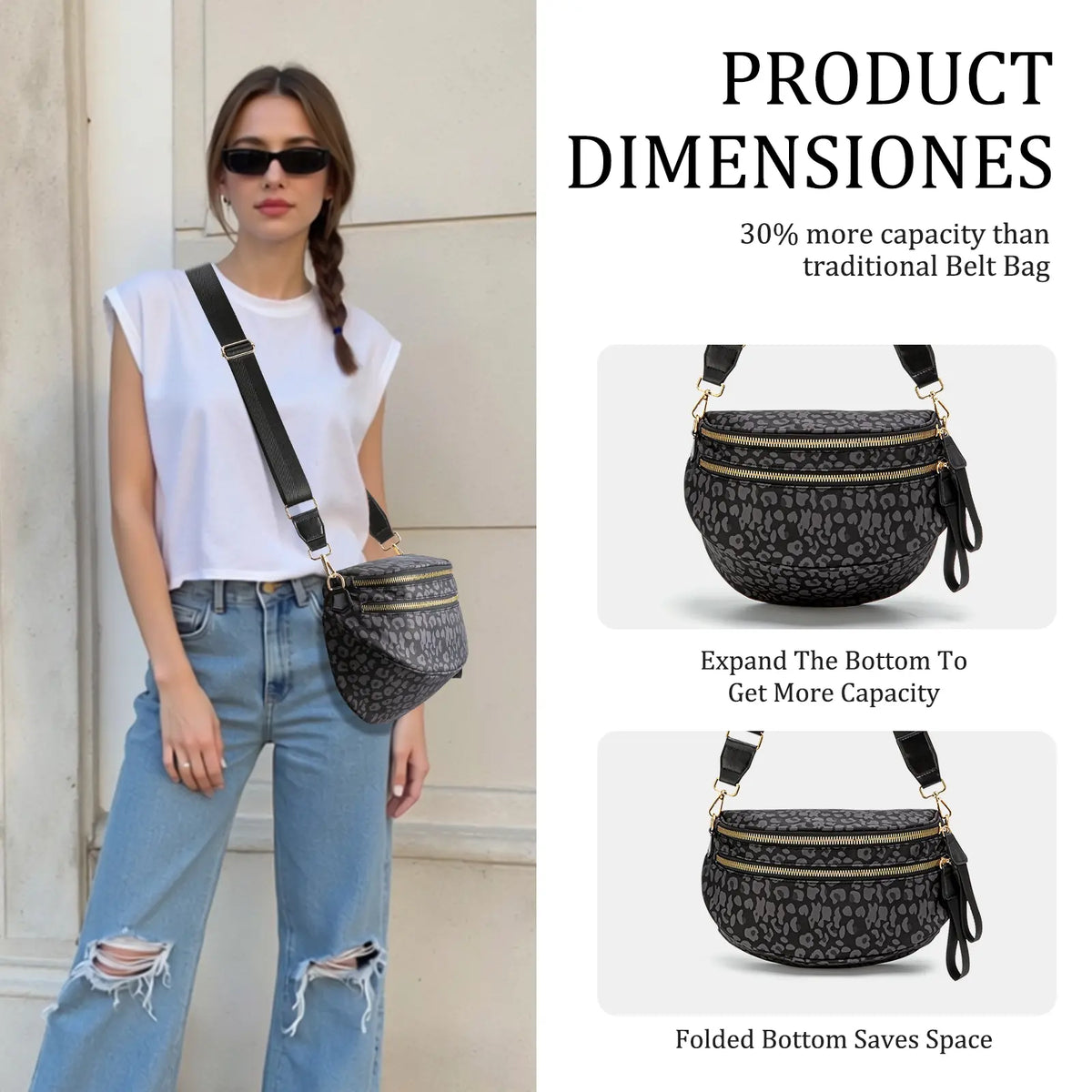 MEXS Bum Bag for Women 11L Crossbody Bags Fanny Packs Sling Belt Purse Waist Chest Shoulder Bag