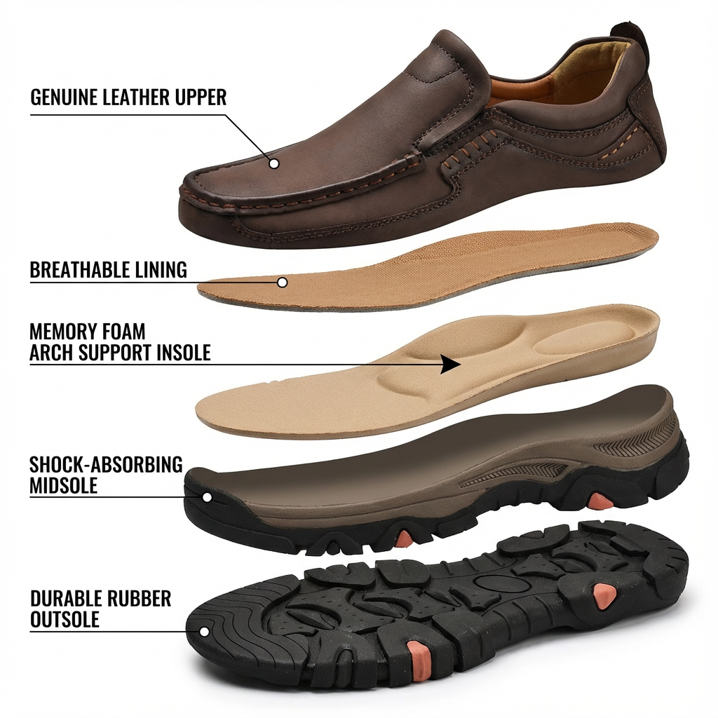⏰Promotion 50% OFF - Men's Comfort Orthopedic Leather Slip-On Loafers — Easy On & Arch Support