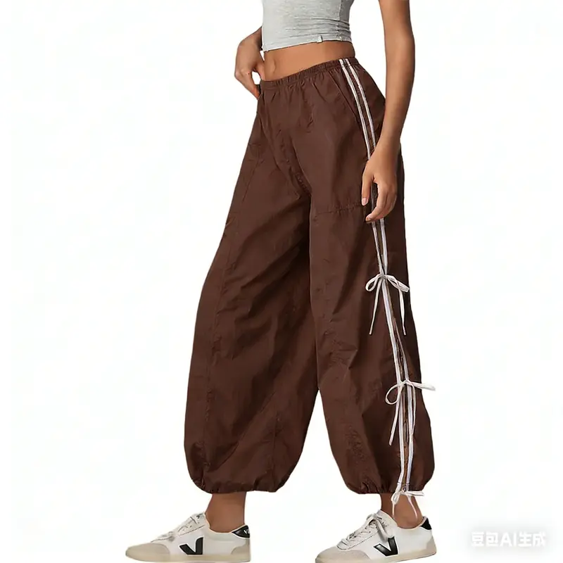 Yeokou Women Pants Elastic High Waist Full Twist Hiking Cargo Pants Basic Trousers Bottom  Womenswear Chic Summer