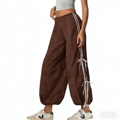Yeokou Women Pants Elastic High Waist Full Twist Hiking Cargo Pants Basic Trousers Bottom  Womenswear Chic Summer