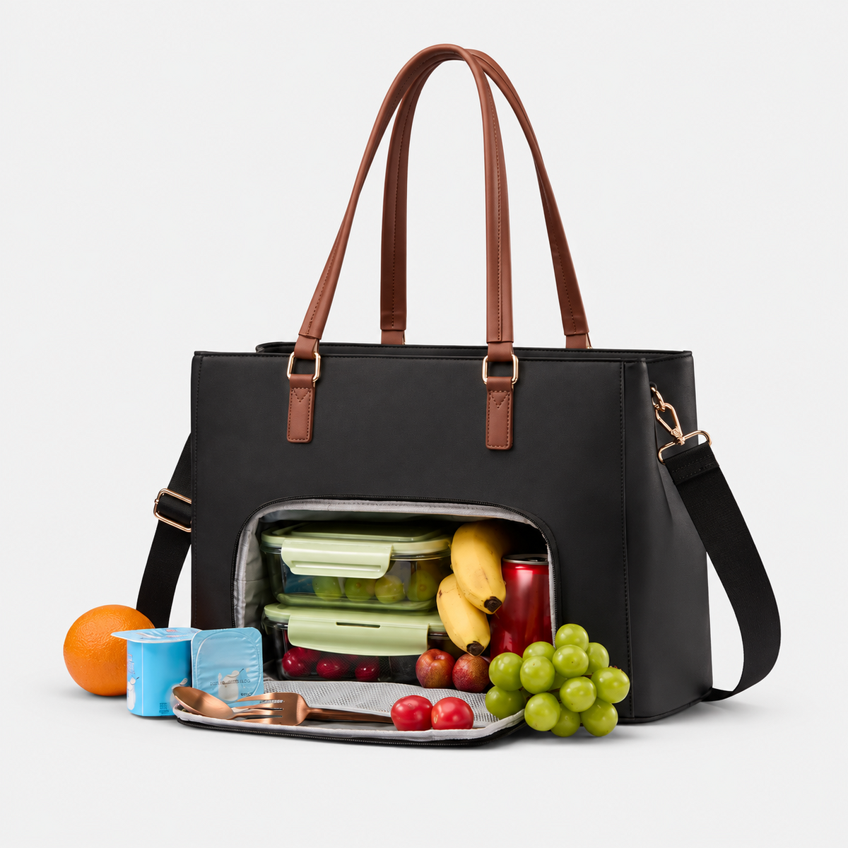 Leather Laptop Lunch Tote Bag