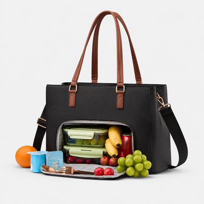 Leather Laptop Lunch Tote Bag
