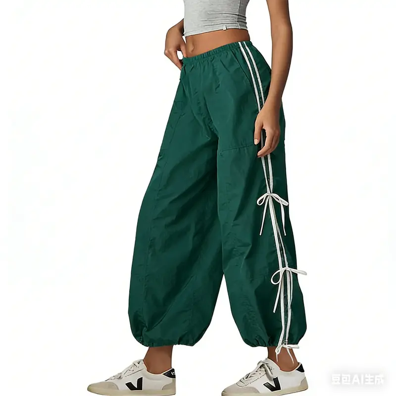 Yeokou Women Pants Elastic High Waist Full Twist Hiking Cargo Pants Basic Trousers Bottom  Womenswear Chic Summer